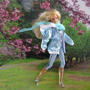 ARTICULATED BARBIE in FABULOUS JACKET, BOOTS, ATHLEISURE OUTFIT, BRAID IN HAIR